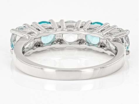 Blue Aquamarine Rhodium Over Sterling Silver Band Ring 2.47ctw