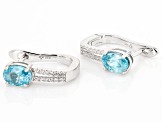 Blue Zircon Rhodium Over Sterling Silver Earrings 2.50ctw