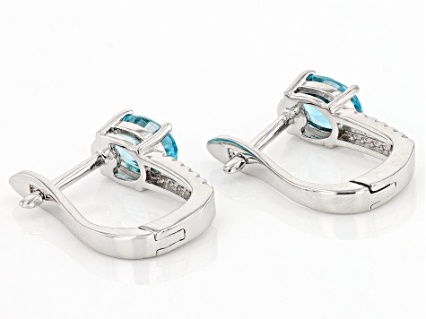 Blue Zircon Rhodium Over Sterling Silver Earrings 2.50ctw