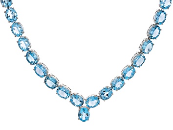 Picture of Sky Blue Topaz Rhodium Over Sterling Silver Necklace 55.00ctw