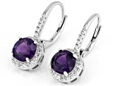 Purple Amethyst Rhodium Over Sterling Silver Earrings 1.78ctw
