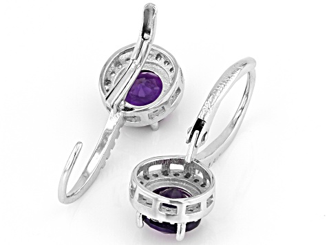 Purple Amethyst Rhodium Over Sterling Silver Earrings 1.78ctw