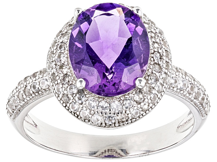 Amethyst Ballet Dance Inspired Ring in Rhodium store over Sterling silver 5.40 ctw