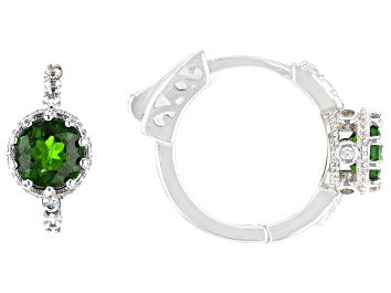 Picture of Green Chrome Diopside Rhodium Over Sterling Silver Earrings 1.46ctw