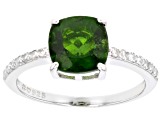 Green Chrome Diopside Rhodium Over Sterling Silver Ring 2.25ctw