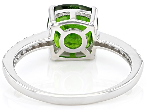 Green Chrome Diopside Rhodium Over Sterling Silver Ring 2.25ctw