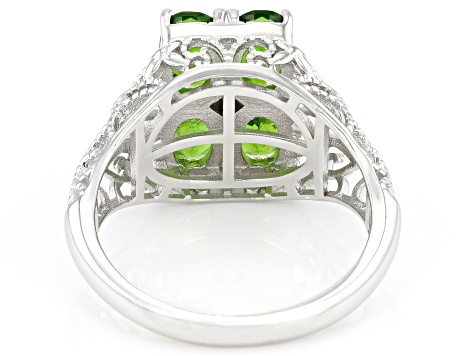 Green Chrome Diopside Rhodium Over Sterling Silver Ring 1.81ctw