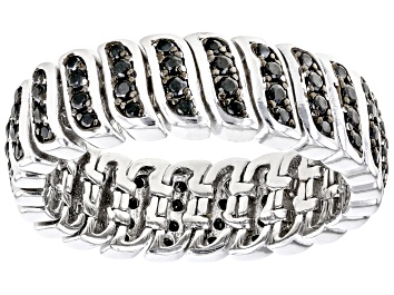 Picture of Black Spinel Rhodium Over Sterling Silver Band Ring 0.69ctw