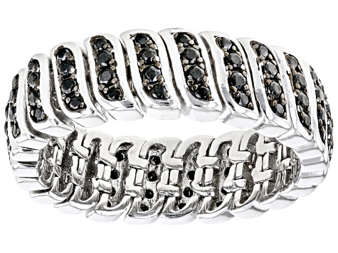 Black Spinel Rhodium Over Sterling Silver Band Ring 0.69ctw