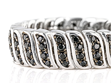 Black Spinel Rhodium Over Sterling Silver Band Ring 0.69ctw