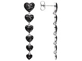 Black Spinel Rhodium Over Sterling Silver Heart Earrings 1.62ctw