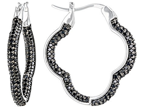 Black Spinel Rhodium Over Sterling Silver Earrings 1.58ctw