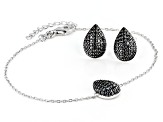 Black Spinel Rhodium Over Sterling Silver Bracelet And Earrings Set 1.48ctw