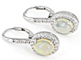 White Ethiopian Opal Rhodium Over Sterling Silver Earrings 1.75ctw