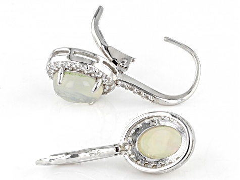 White Ethiopian Opal Rhodium Over Sterling Silver Earrings 1.75ctw