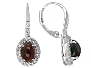 Black Ethiopian Opal Rhodium Over Sterling Silver Earrings 1.75ctw