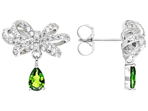 Green Chrome Diopside Rhodium Over Sterling Silver Earrings 1.63ctw