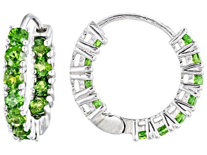Green Chrome Diopside Rhodium Over Sterling Silver Huggie Earring 1.62ctw