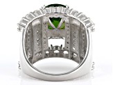 Green Chrome Diopside Rhodium Over Sterling Silver Ring 7.82ctw
