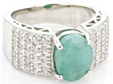 Green Emerald Rhodium Over Sterling Silver Ring 3.10ctw