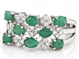 Green Emerald Rhodium Over Sterling Silver Band Ring 1.30ctw