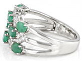 Green Emerald Rhodium Over Sterling Silver Band Ring 1.30ctw