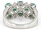 Green Emerald Rhodium Over Sterling Silver Band Ring 1.30ctw