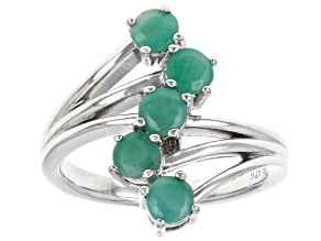 Green Emerald Rhodium Over Sterling Silver Ring 1.00ctw