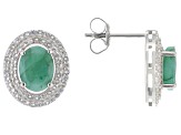 Green Emerald Rhodium Over Sterling Silver Earrings 2.15ctw