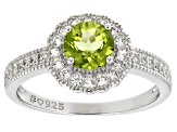 Green Peridot Rhodium Over Sterling Silver Ring 1.19ctw