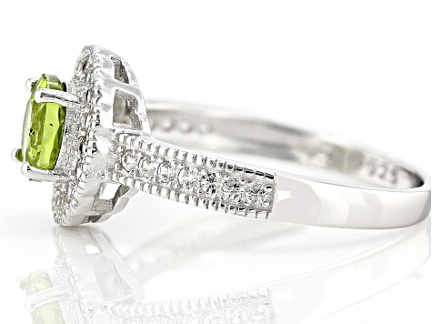 Green Peridot Rhodium Over Sterling Silver Ring 1.19ctw