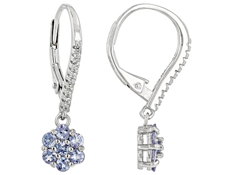 Blue Tanzanite Rhodium Over Sterling Silver Earrings 1.15ctw