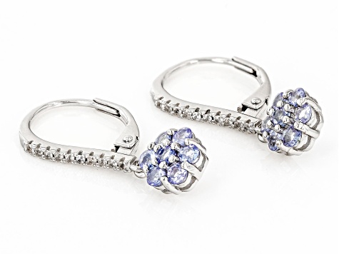 Blue Tanzanite Rhodium Over Sterling Silver Earrings 1.15ctw