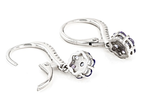Blue Tanzanite Rhodium Over Sterling Silver Earrings 1.15ctw
