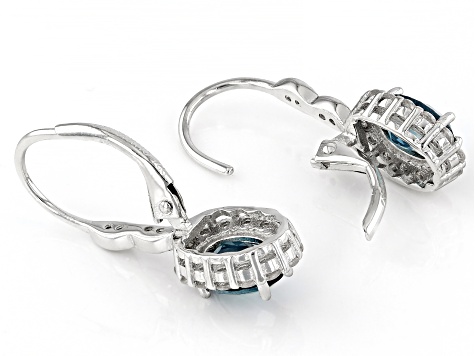 London Blue Topaz Rhodium Over Sterling Silver Earrings 2.56