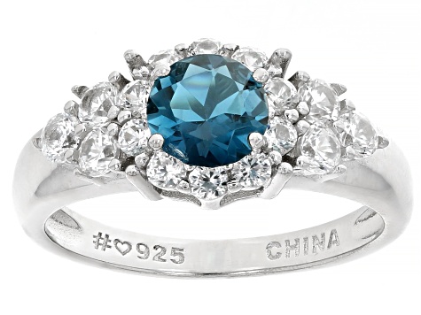 London Blue Topaz Rhodium Over Sterling Silver Ring 1.87ctw