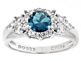 London Blue Topaz Rhodium Over Sterling Silver Ring 1.87ctw