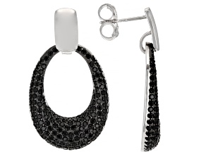 Black Spinel Rhodium Over Sterling Silver Earrings 0.50ctw