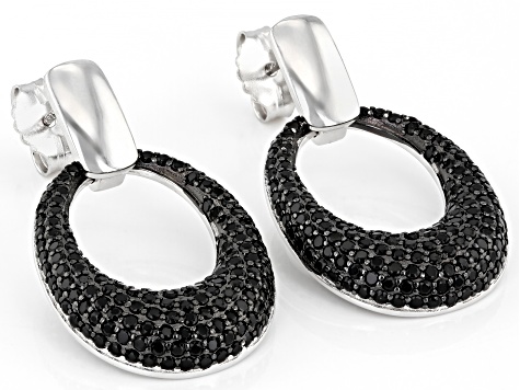 Black Spinel Rhodium Over Sterling Silver Earrings 0.50ctw