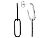 Black Spinel Rhodium Over Sterling Silver Paperclip Earrings 0.12ctw