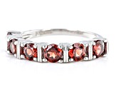 Red Garnet Rhodium Over Sterling Silver 6-Stone Band Ring 1.89ctw