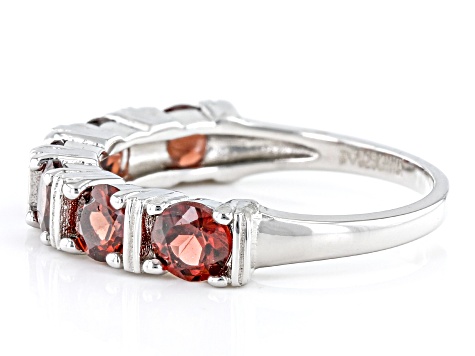 Red Garnet Rhodium Over Sterling Silver 6-Stone Band Ring 1.89ctw