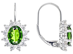 Green Chrome Diopside Rhodium Over Sterling Silver Earrings 2.35ctw
