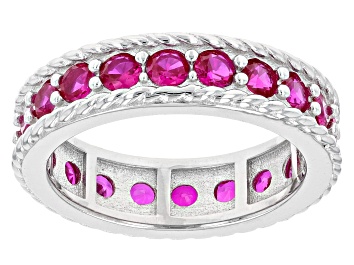Picture of Red Lab Created Ruby Rhodium Over Sterling Silver Infinity Band Ring 2.25ctw