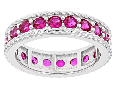 Red Lab Created Ruby Rhodium Over Sterling Silver Infinity Band Ring 2.25ctw
