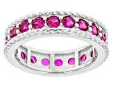 Red Lab Created Ruby Rhodium Over Sterling Silver Infinity Band Ring 2.25ctw