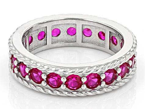 Red Lab Created Ruby Rhodium Over Sterling Silver Infinity Band Ring 2.25ctw