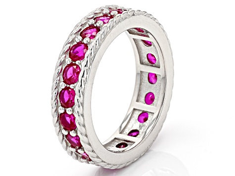 Red Lab Created Ruby Rhodium Over Sterling Silver Infinity Band Ring 2.25ctw