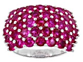 Red Lab Created Ruby Rhodium Over Sterling Silver Ring 3.50ctw