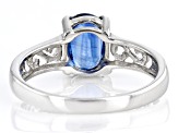 Blue Kyanite Rhodium Over Sterling Silver Ring 1.45ct